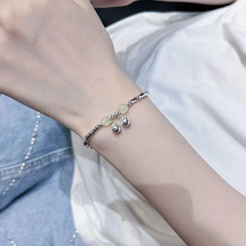 Women Bamboos Tube Bracelet Elegant Unique Bells Charms Bracelet 