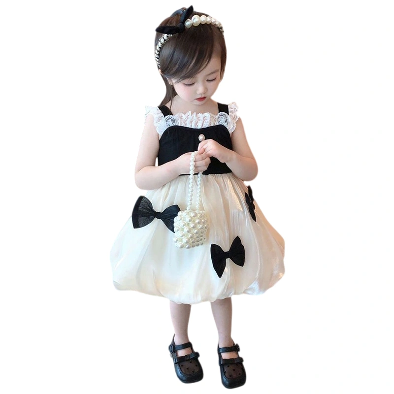 Baby Girl Slip Dress, Sweet Lace Trim Bow Patchwork Princess Dress