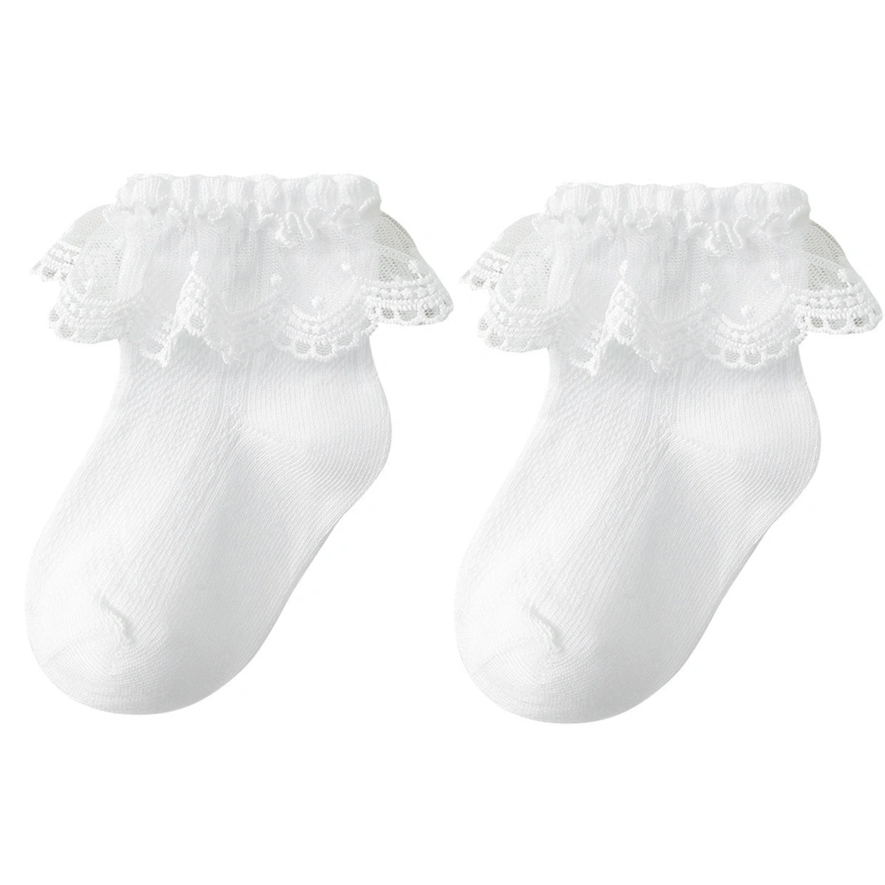 Girl's Dress Socks Lace Breathable Eyelet Ankle Princess Ruffle Socks 