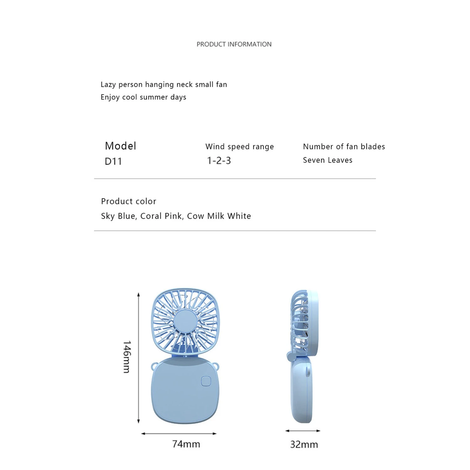 Portable Neck Fan Quiet Handheld Foldable Fan USB Rechargeable 