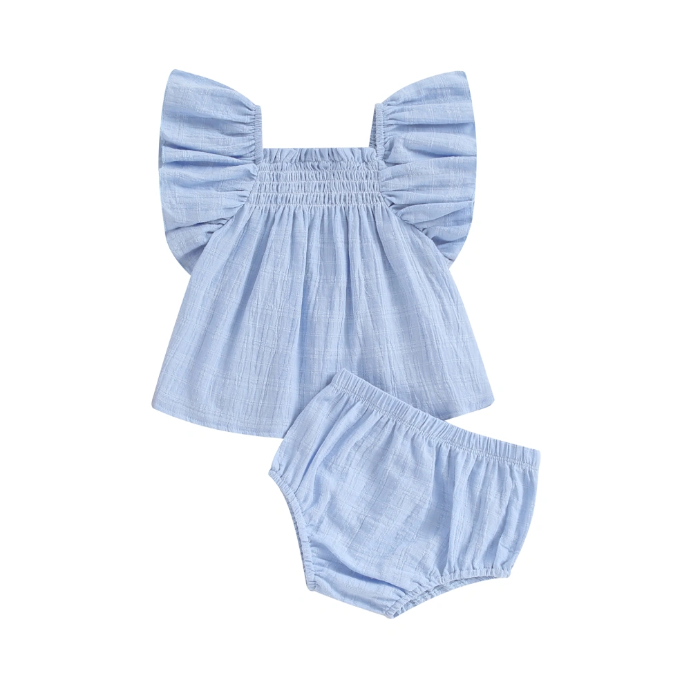 Baby Girls Summer 2 Piece Outfits Ruffles Tank Tops and Shorts