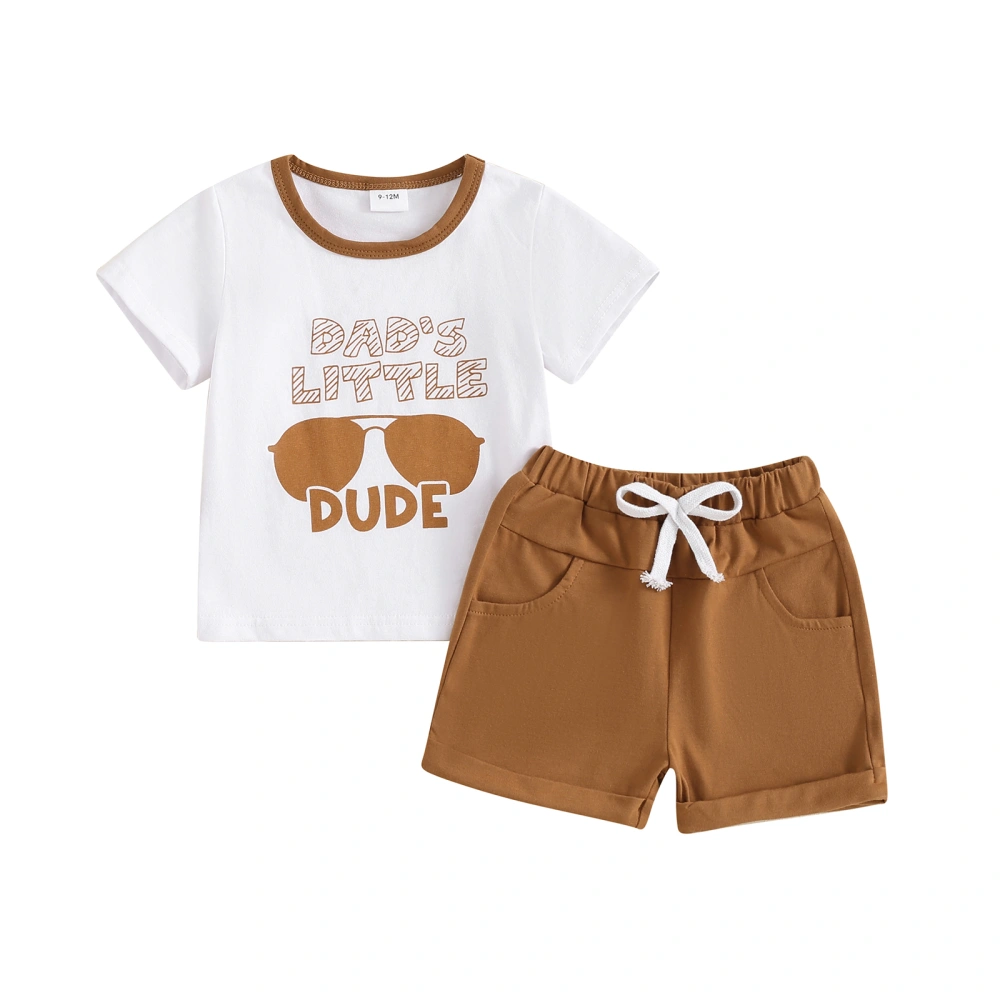 Baby Boys Shorts Set, Short Sleeve Letters Print T-shirt with Shorts