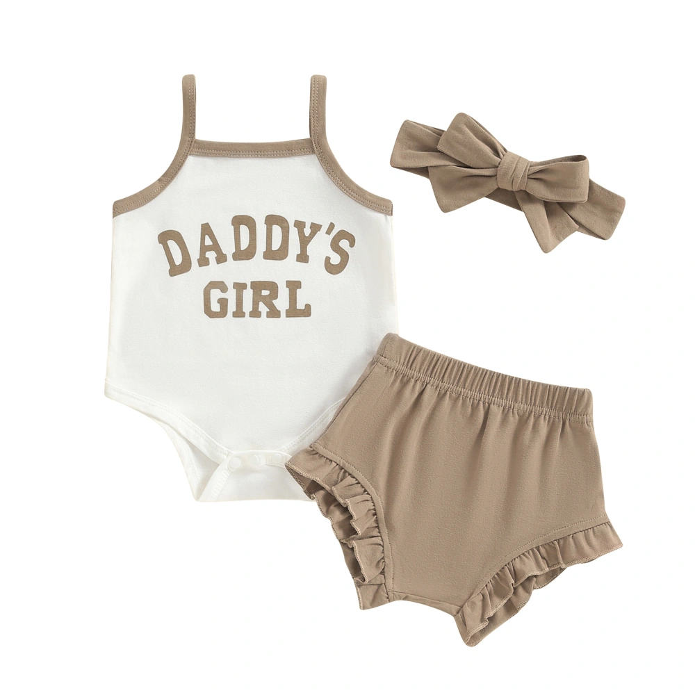 Baby Girl Summer Outfits Letter Print Rompers Shorts Headband