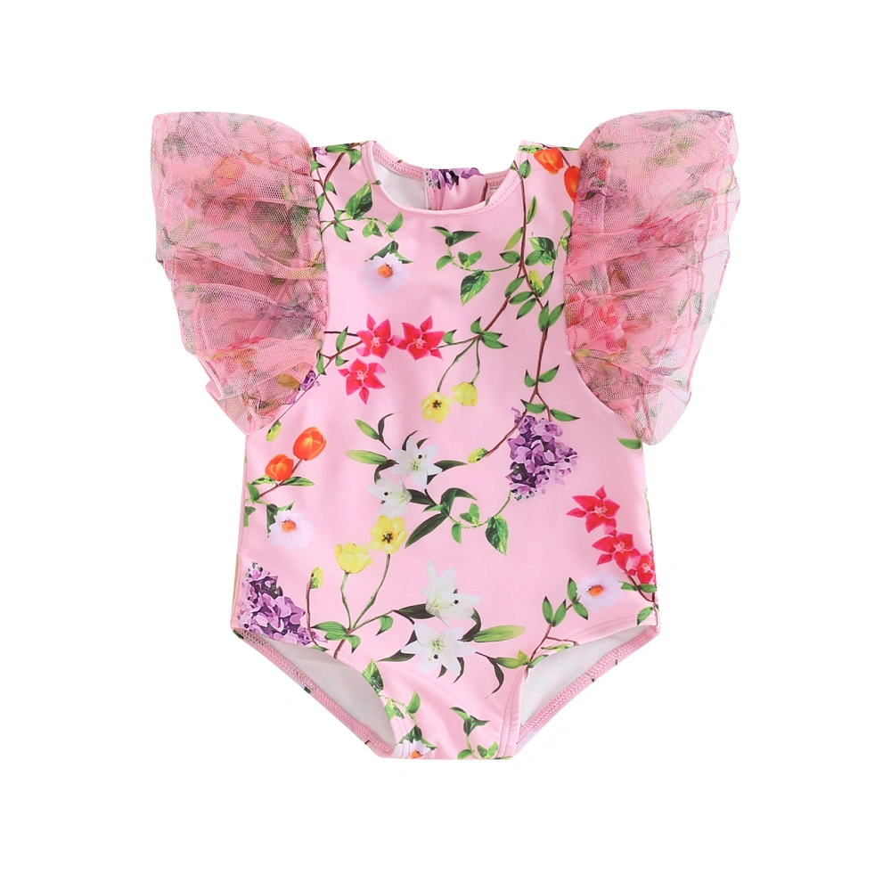 Baby Girl Swimwear Summer Cute Floral Print Monokini Swimsuits 