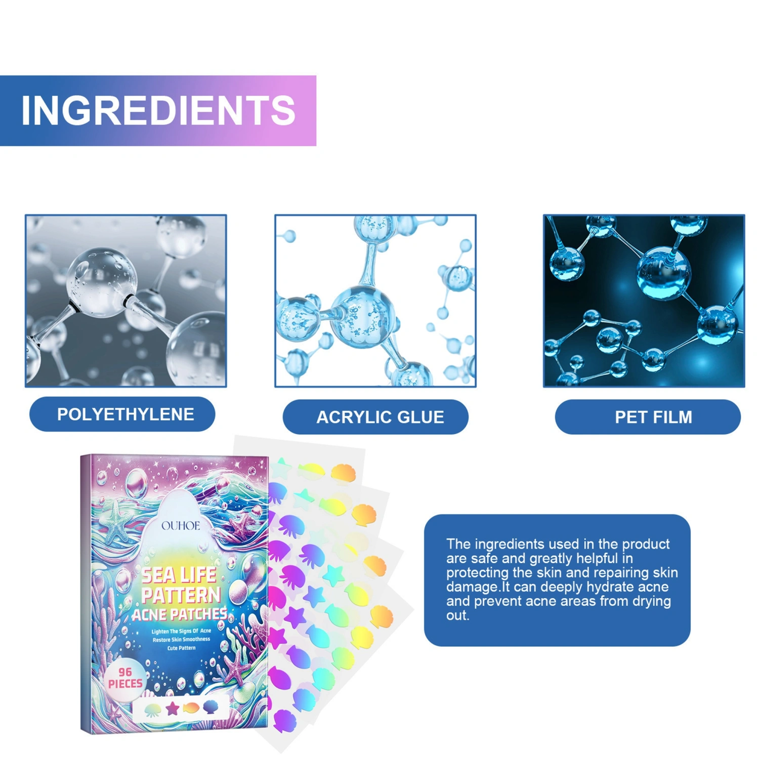Colorful Pimple Patches Sea Life Shaped Acne Patches Zit Patch 