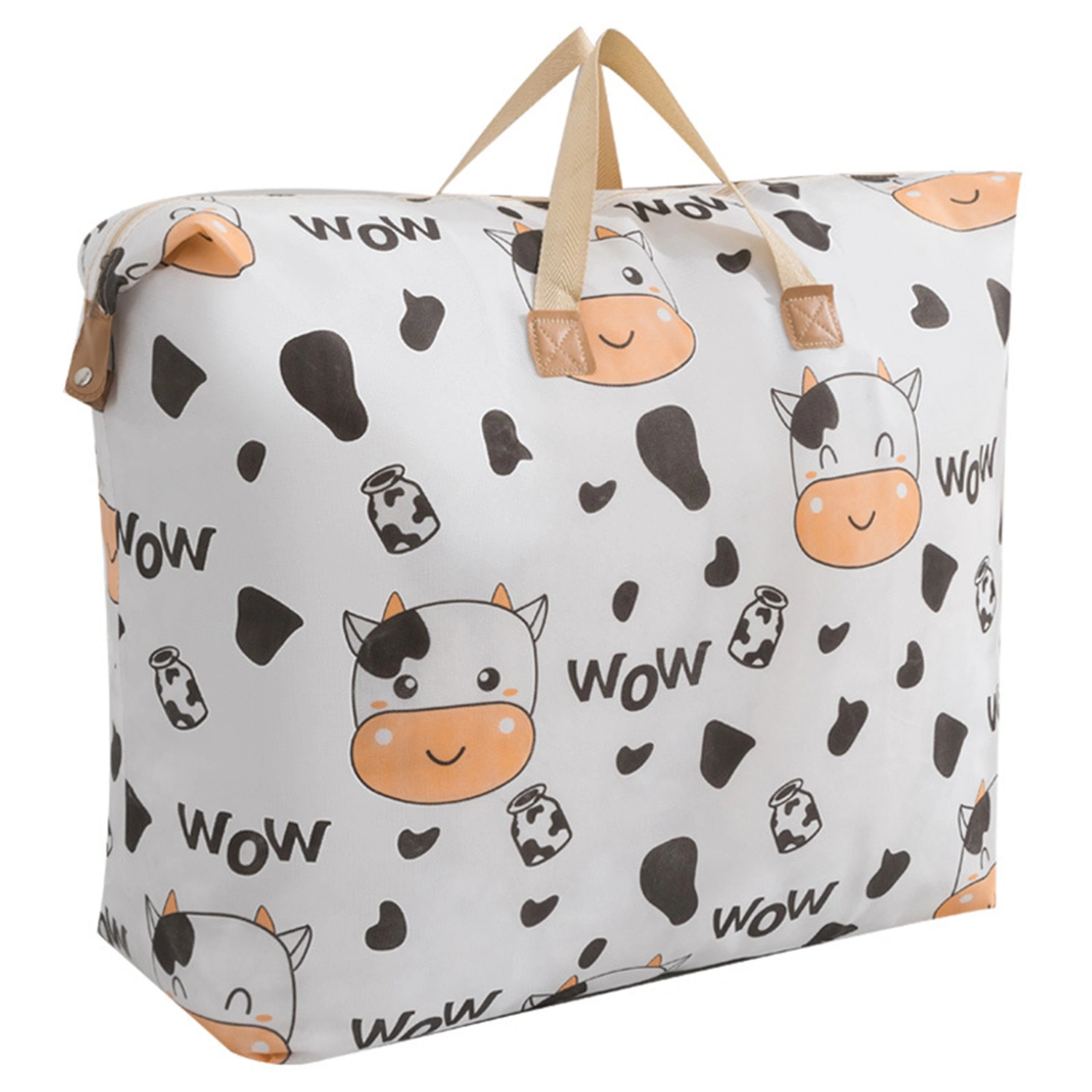 Non-Woven Fabric Storage Bags Cartoon Cow Print Foldable Organizers