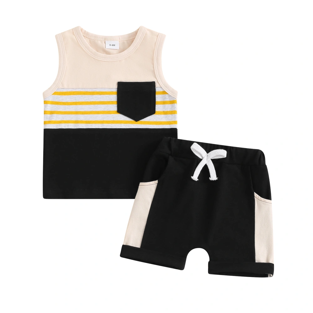 Baby Boy 2 Piece Outfits Contrast Colors Tank Tops and Shorts Set