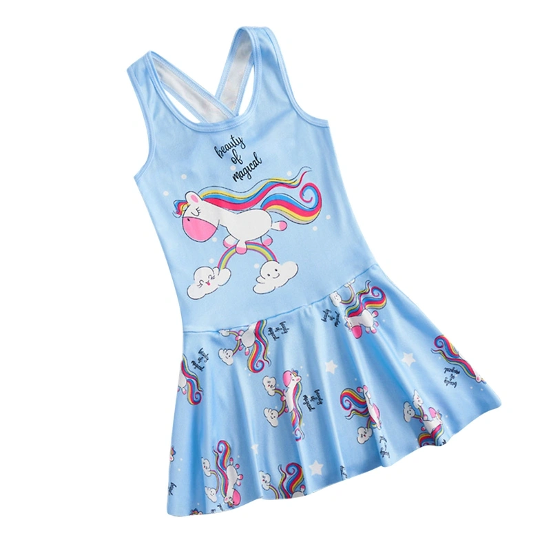 Baby Girl Dress Swimwear Summer Cartoon Sleeveless Tankini Swimsuits