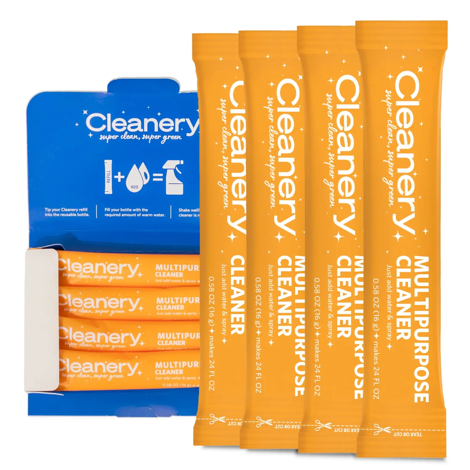All-Purpose Cleaner Refill Powder Concentrate 4 Pack for Household, Kitchens, Bathrooms, Tiles, Stone, Cruelty Free, Plant & Mineral Based, Eco-Friendly, Makes 24oz Each, Lemon Lime Scent