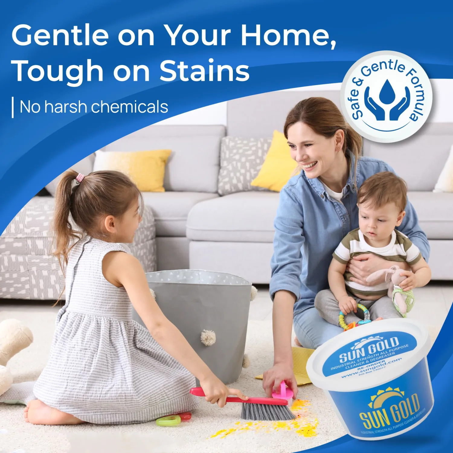 SUN GOLD - All Purpose Cleaner, Multi-Surface Cleaning Paste for Kitchens, Bathrooms and More, Biodegradable, Industrial-Strength Concentrate, NSF A-1 Rated (1 Pint)