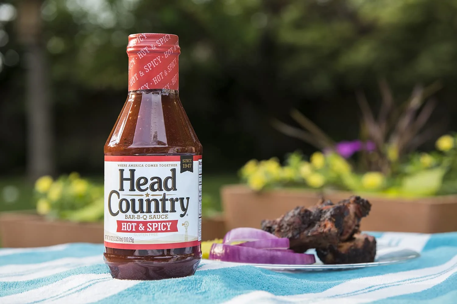 Head Country Bar-B-Q Sauce, Hot & Spicy | Soy Free, Gluten Free Spicy BBQ Sauce With No Added Preservatives | Spicy & Tangy Championship Barbecue Sauce For Pizza, Spuds & Wings | 160 Ounce, Pack of 1