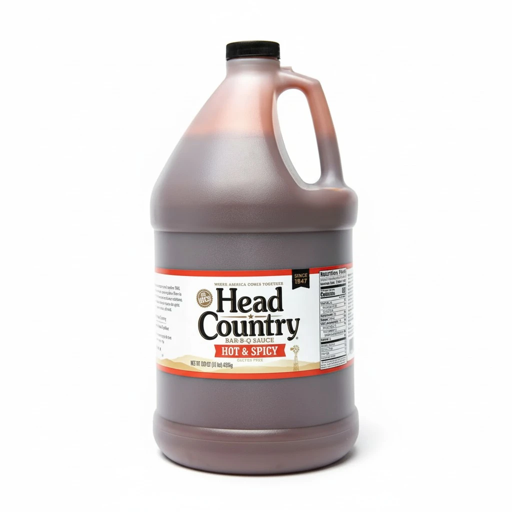 Head Country Bar-B-Q Sauce, Hot & Spicy | Soy Free, Gluten Free Spicy BBQ Sauce With No Added Preservatives | Spicy & Tangy Championship Barbecue Sauce For Pizza, Spuds & Wings | 160 Ounce, Pack of 1