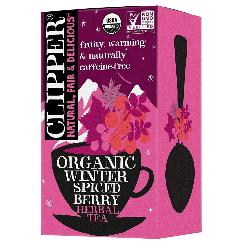 Clipper Tea: Organic Winter Spiced Berry Herbal Tea – Herbal Tea Blend with Cinnamon, Licorice Root, and Hibiscus – Plant Based, Caffeine Free – 20 Unbleached Tea Bags