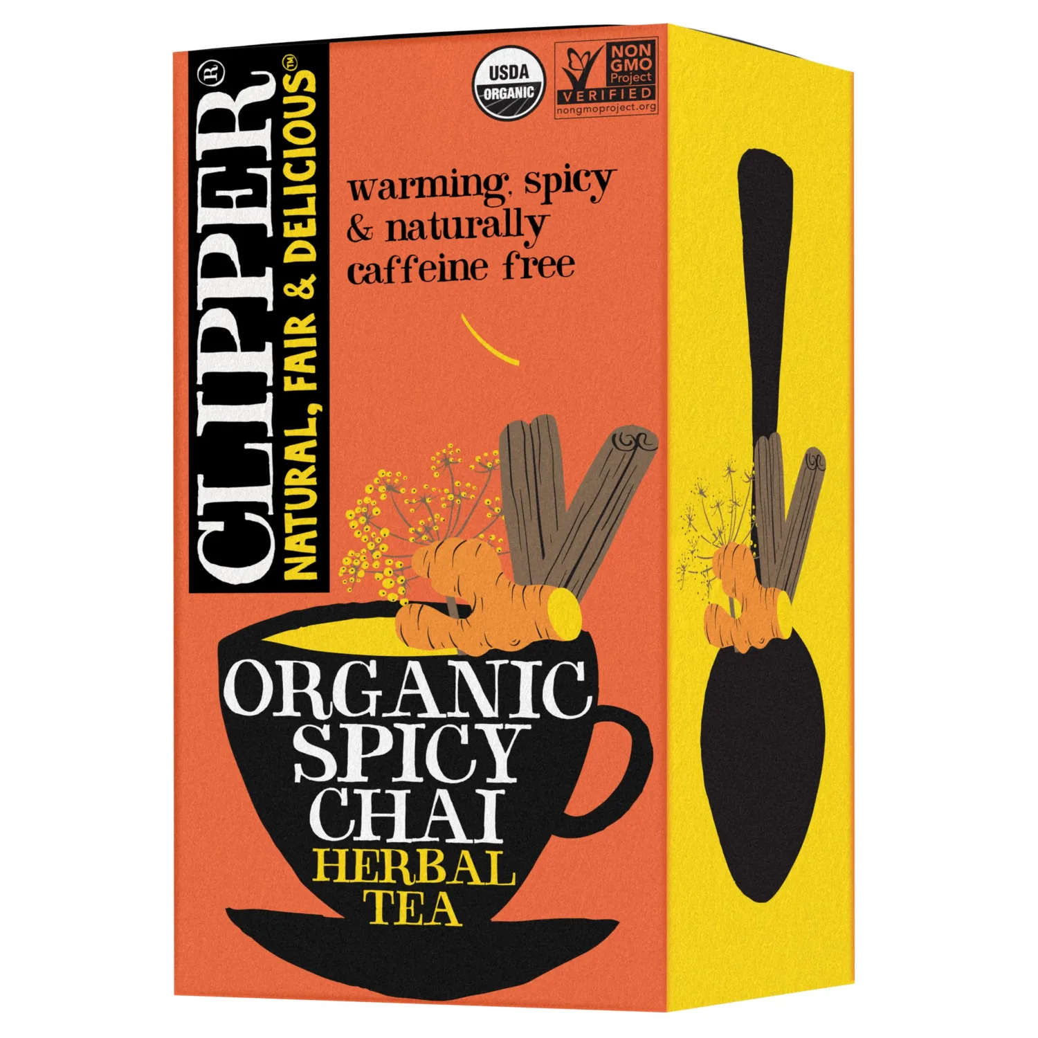 Clipper Tea Spicy Chai Herbal Tea – Caffeine Free, USDA Organic, Great Hot or Iced – Warming, Spicy, Natural, Fair & Delicious – 20 Tea Bags