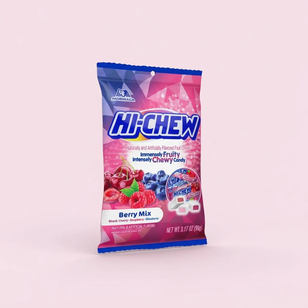 HI-CHEW Berry Mix, Pack of 6 Bags, 3.17oz each | Blackberry Cherry Raspberry | Unique Fun Soft & Chewy Taffy Candy | Immensely Juicy Fruit Flavors | Individually Wrapped for Sharing