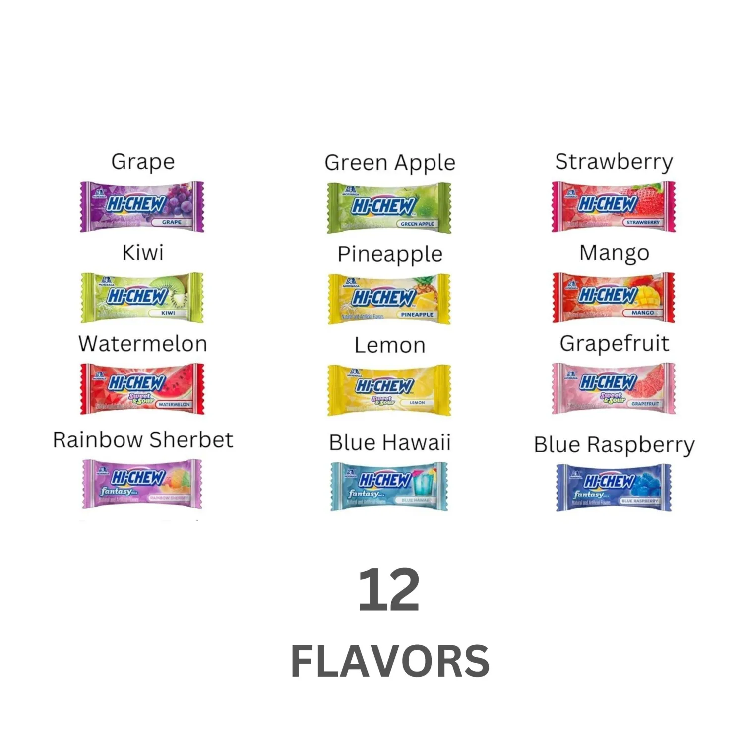 HI-CHEW Variety Mix, Pack of 4 Bags - Unique Fun Soft & Chewy Taffy Candy - Immensely Juicy Fruit Flavors - Individually Wrapped for Sharing
