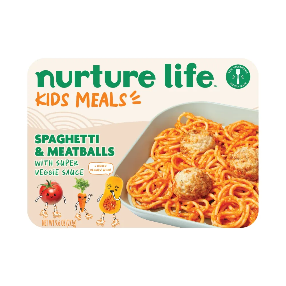 Nurture Life Kids Meals, Spaghetti & Meatballs, Healthy Toddler & Kid Food, Freshly Cooked, Made to Order, Ships in Refrigerated Box, Nutritious Toddler Meals, Ready to Eat School Lunch, Organic Focus