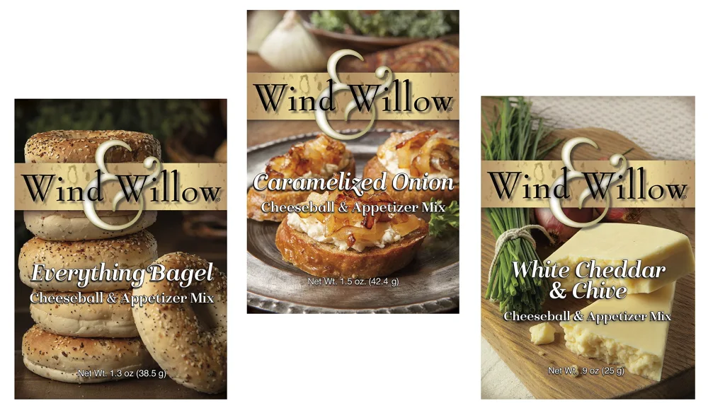 Wind & Willow Cheeseball Dip Mix Variety Pack - White Cheddar Chive, Everything Bagel, Caramelized Onion