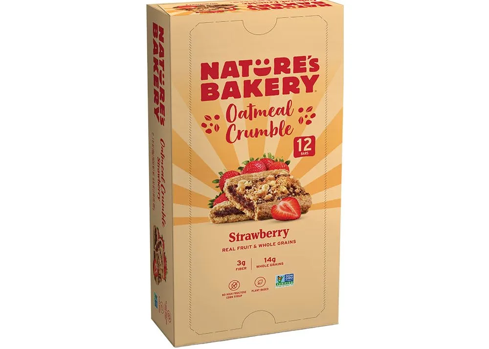 Nature’s Bakery Oatmeal Crumble Bars, Strawberry, Real Fruit, Vegan, Non-GMO, Breakfast bar, 1 Box With 12 Twin Packs (12 Twin Packs)