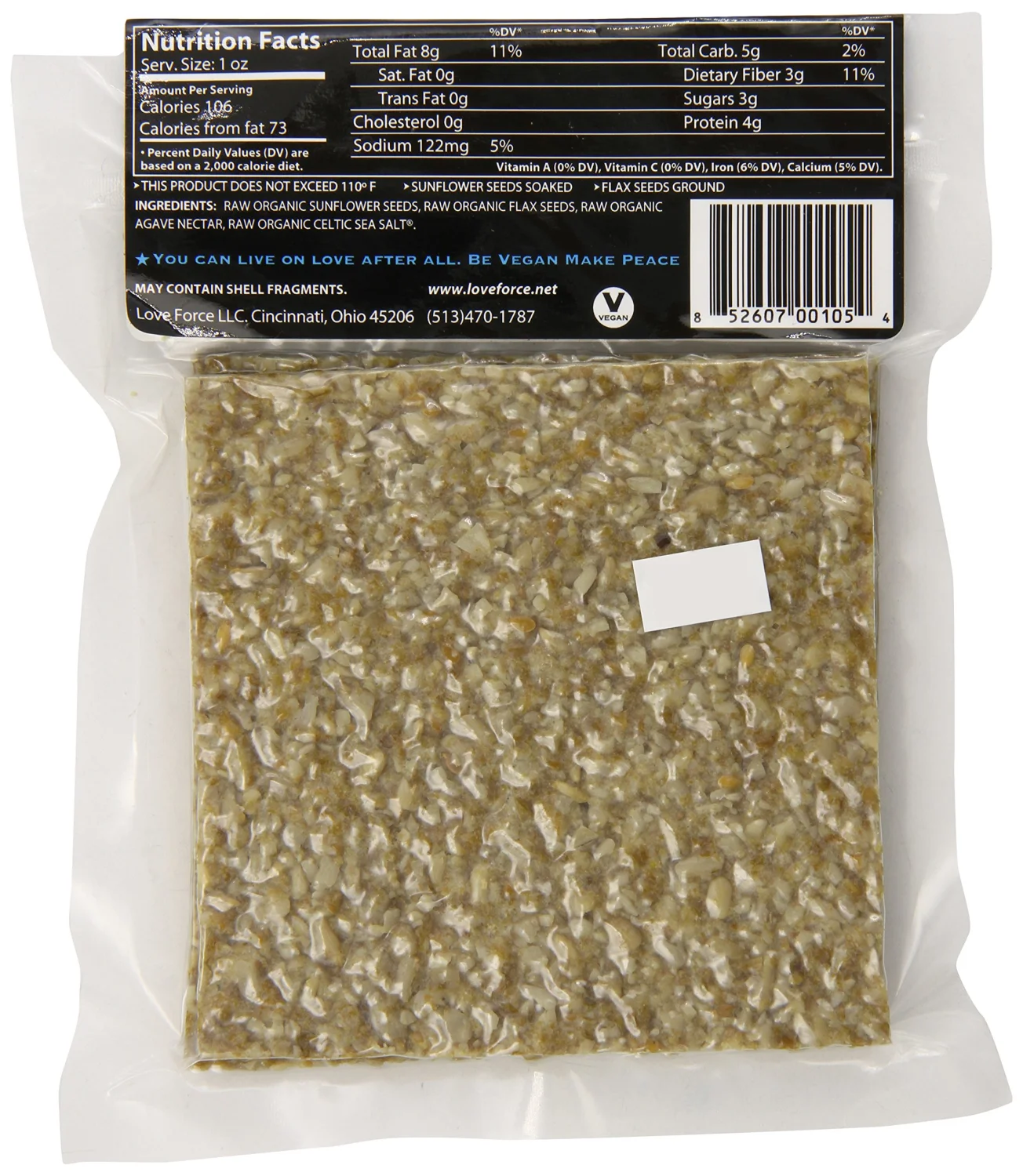 Love Force Rawganic Vegan Bread, Sun Flax Original, 4 Ounce