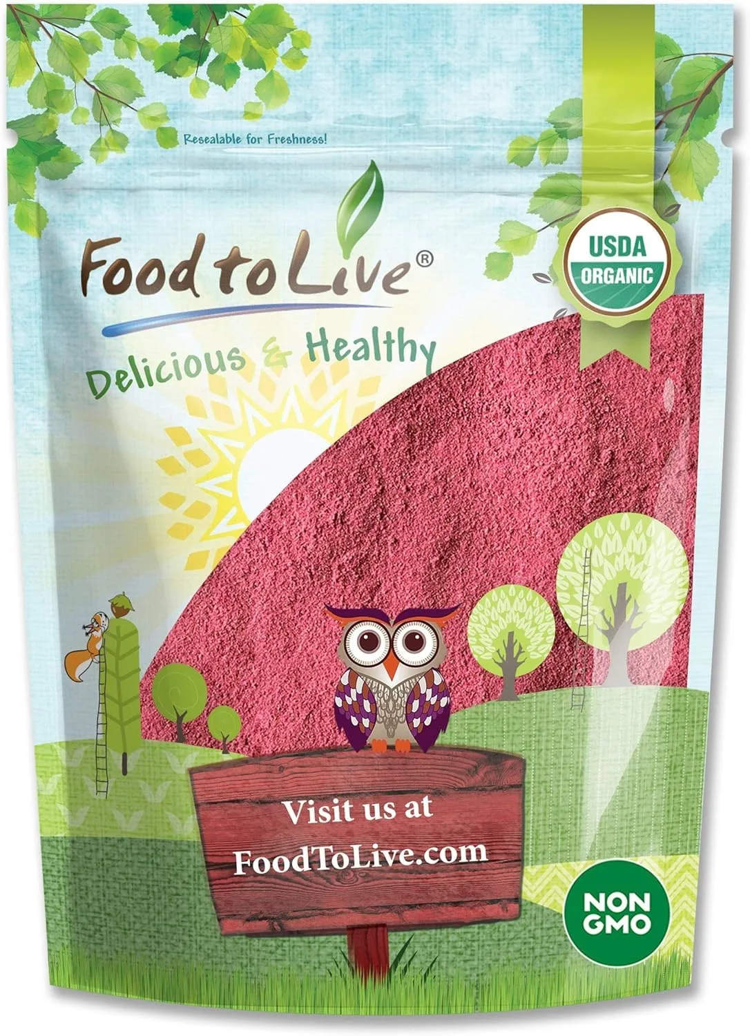 Food to Live Organic Raspberry Powder, 4 Ounces - Non-GMO, Raw, Vegan Superfood, Bulk, Rich in Essential Amino Acids, Fatty Acids, & Minerals, Great for Drinks, & Smoothies, Contains Maltodextrin