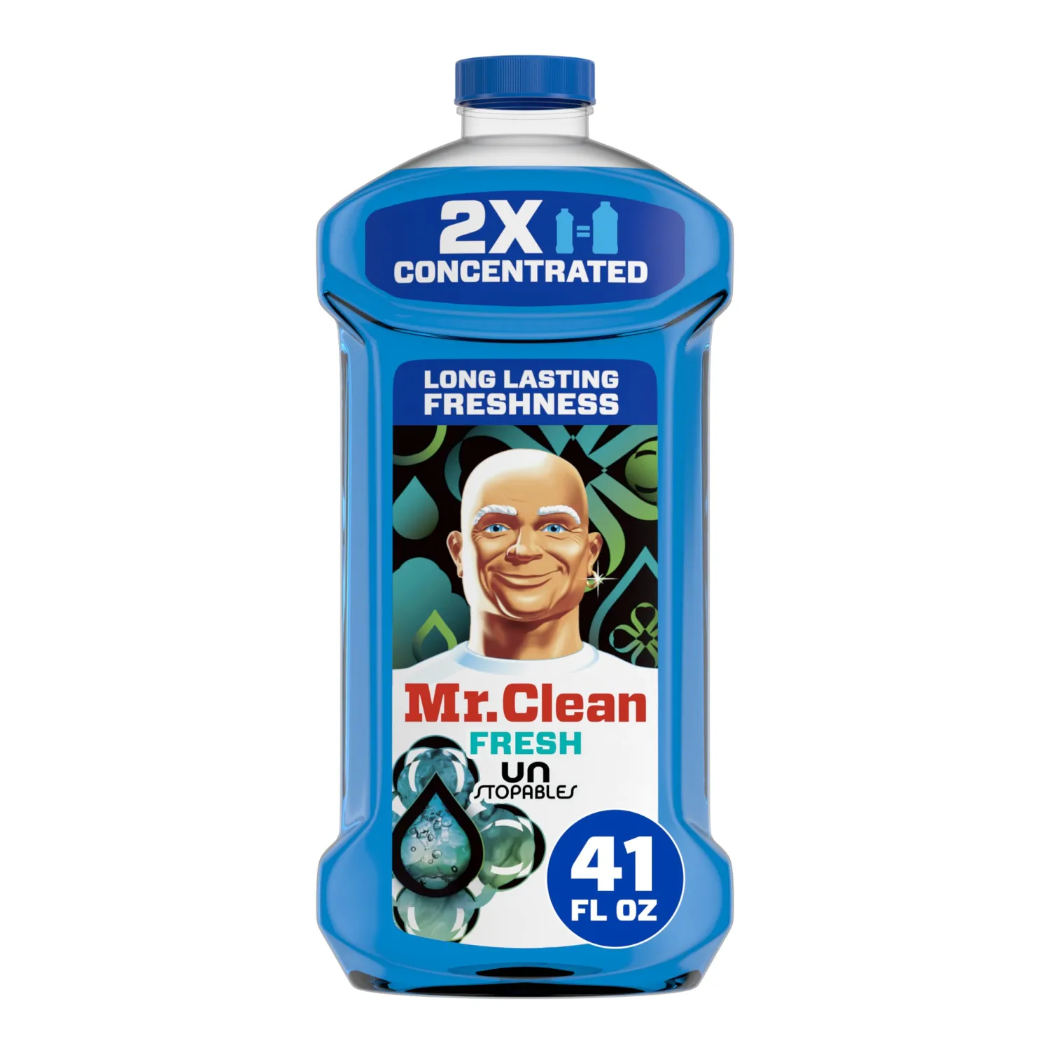 Mr. Clean 2X Concentrated Multi Surface Cleaner with Unstopables Fresh Scent, All Purpose Cleaner, 41 fl oz