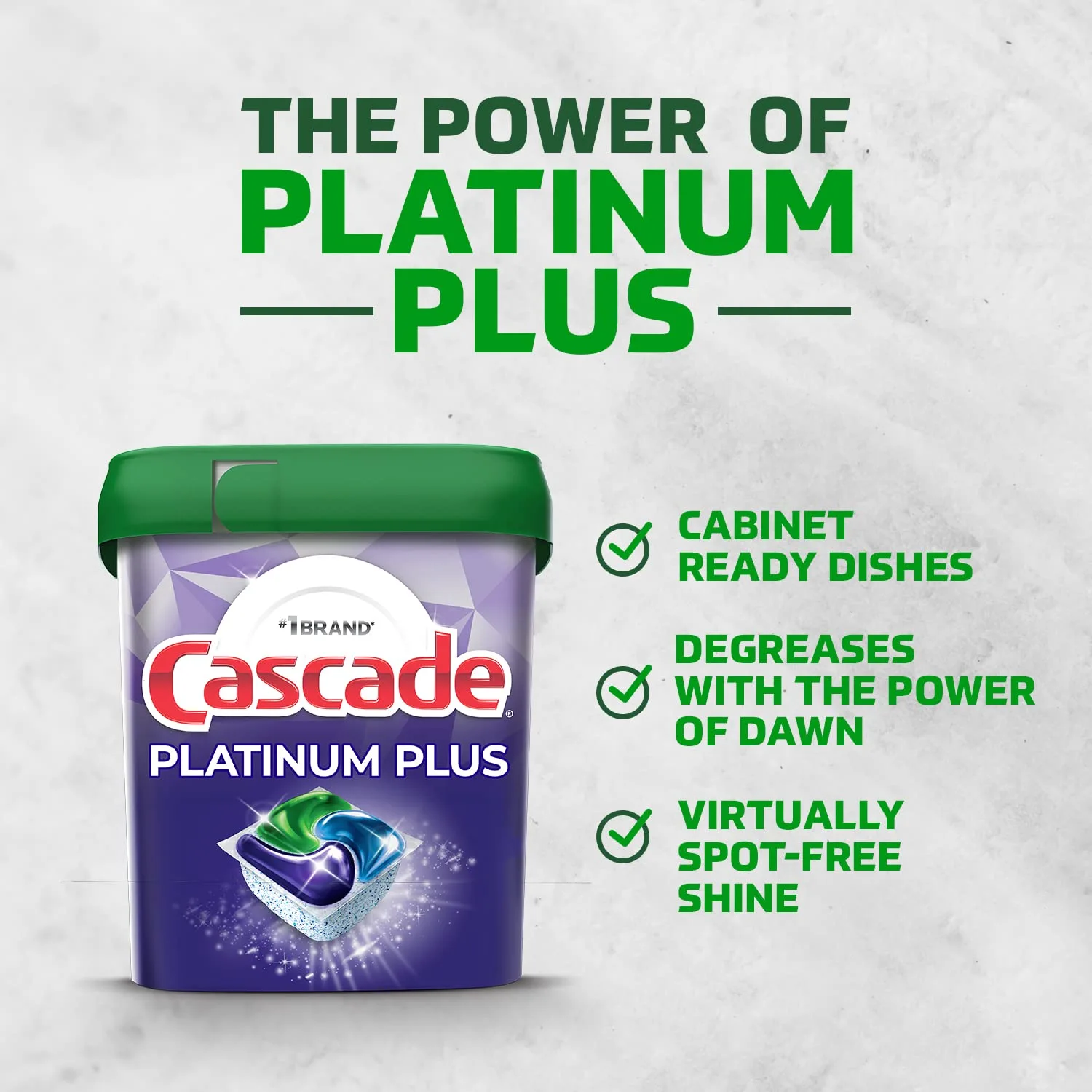 Cascade Platinum Plus ActionPacs Dishwasher Detergent Pods, Fresh, 62 Count