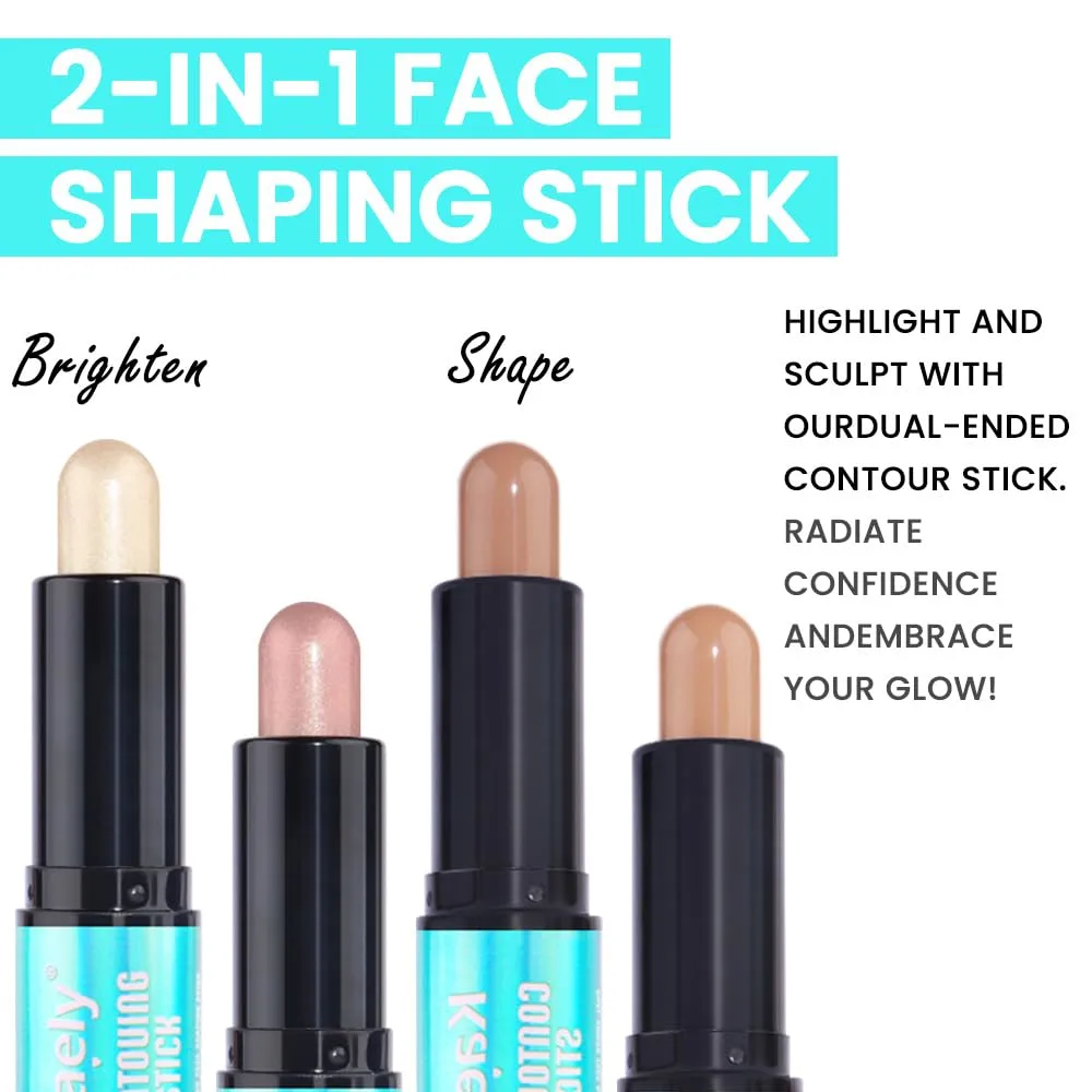 Kaely 2Pcs Cream Bronzer Highlighter Stick,Face Shaping Contouring Sticks,Cheek Contour Palette Kit for Beginners,maquillaje contorno en crema Bronzing Concealer Stick,Brightens & Shades Makeup,02+03