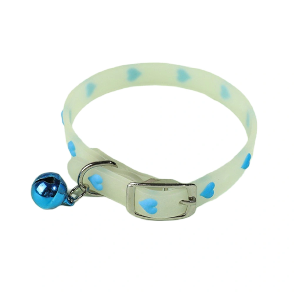 Silicone Collar with Bell for Cat Heart Print Glow at Night Pet Collar