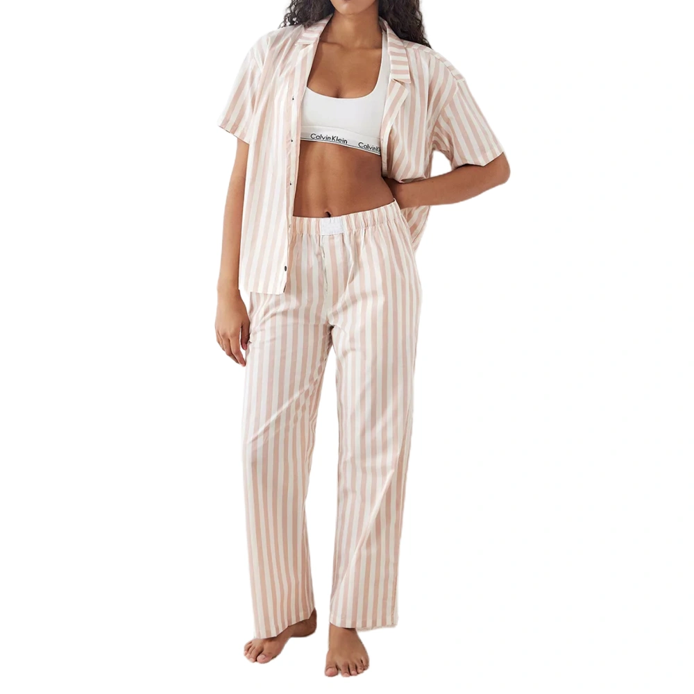 Women Striped Pajama Pants Elastic Waist Lounge Pants with Pockets