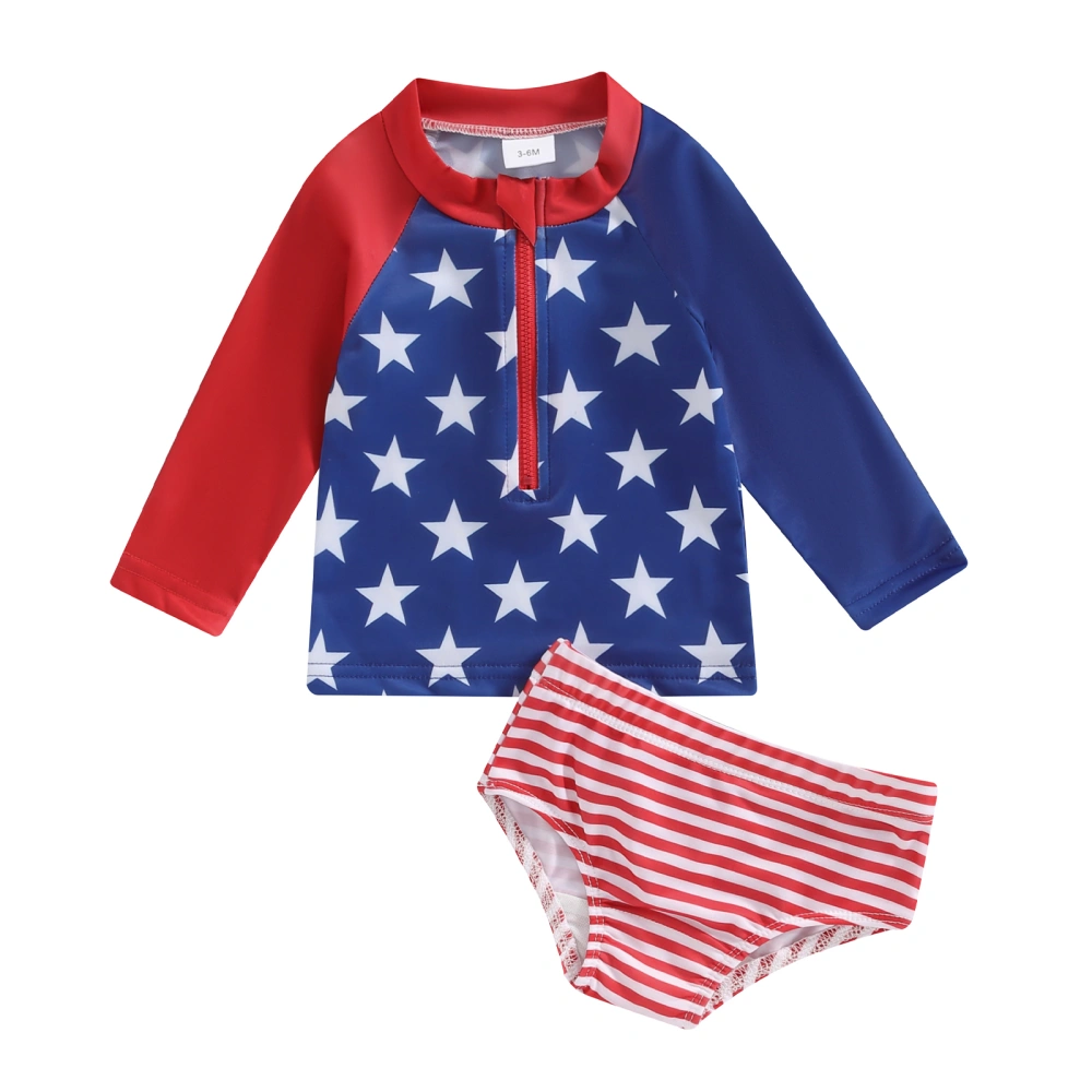 4th of July Girls' Rash Guard, 2 Piece Swimsuit Set Bathing Suit