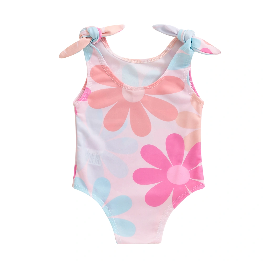 Baby Girl Swimsuit Floral Print Sleeveless U-Neck Bathing Suit