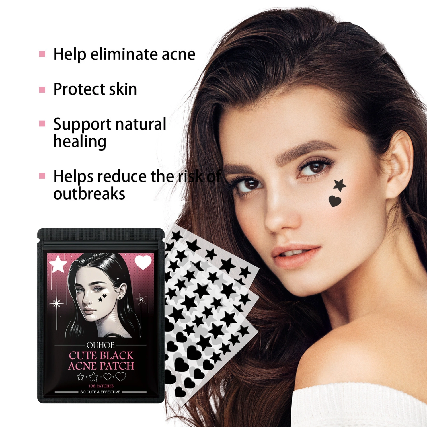 Cute Pimple Patches Heart/Star Shape Acne Patches Zit Absorbing Patch