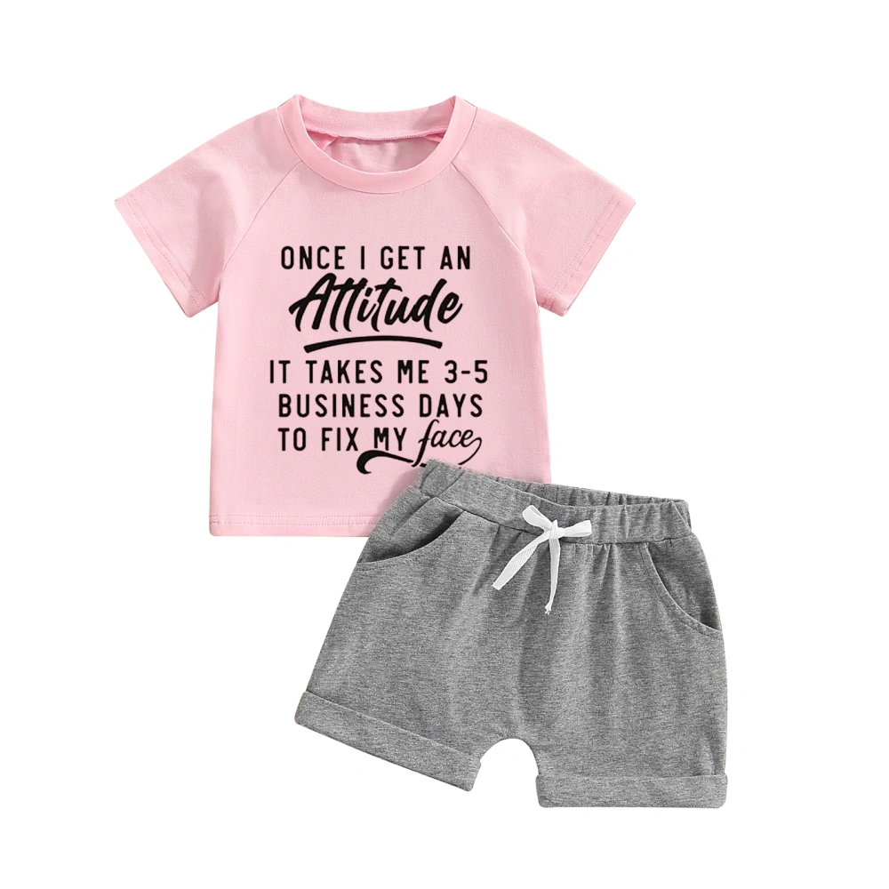 Toddler Girl Summer Outfit Letter Print T-Shirts Tops Shorts Clothes