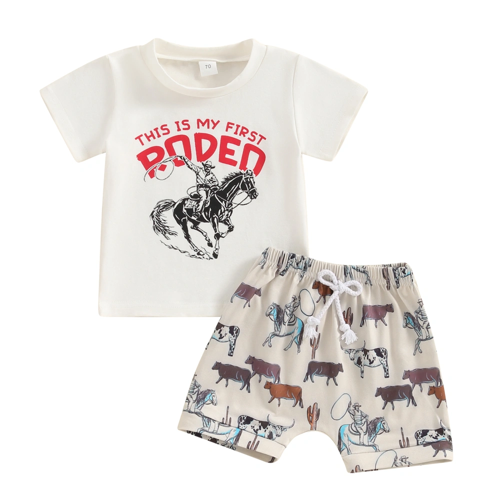 Baby Boy Set, Letter Print Short Sleeve Tops Elastic Waist Shorts