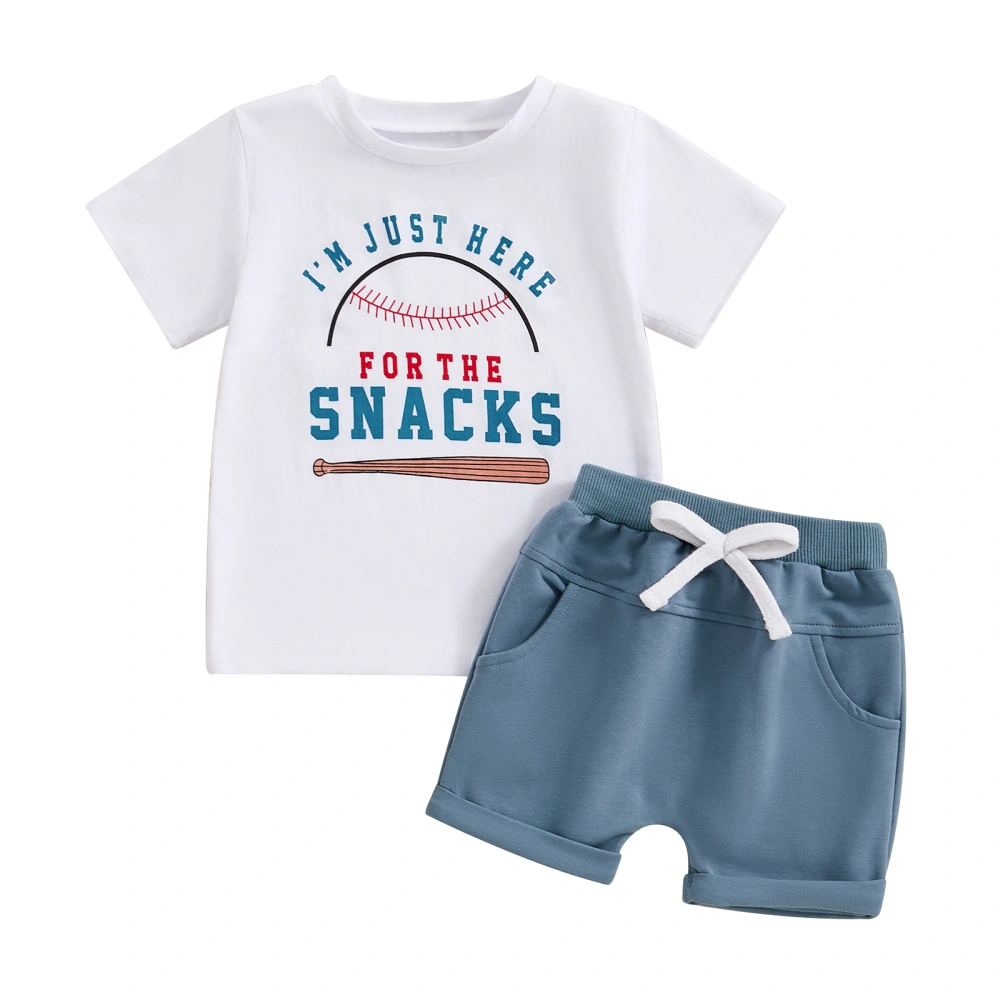 Toddler Boys Summer Outfits Letter Baseball Print Tops and Shorts