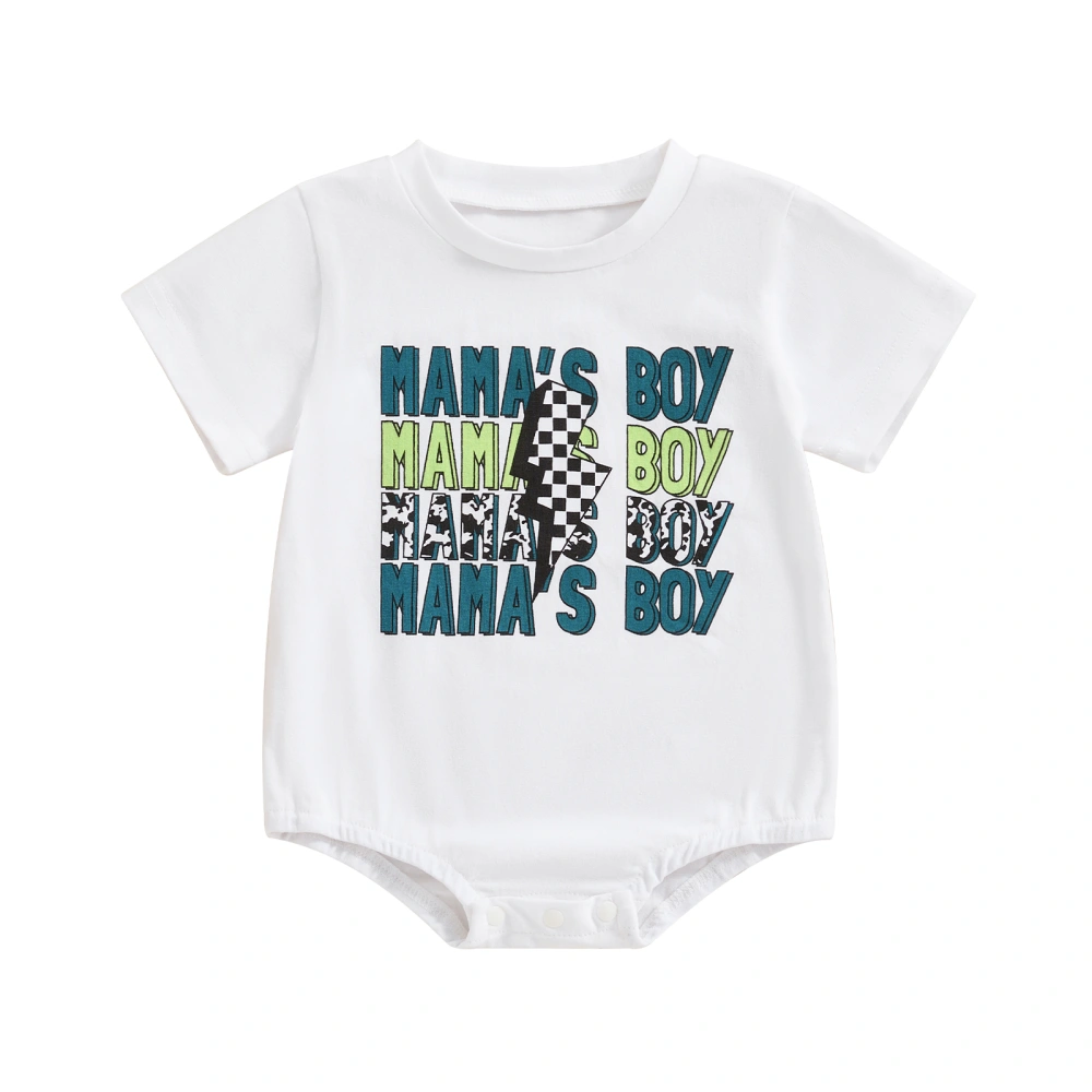 Infant Baby Boy Summer Jumpsuit Letter Print Short Sleeve Romper