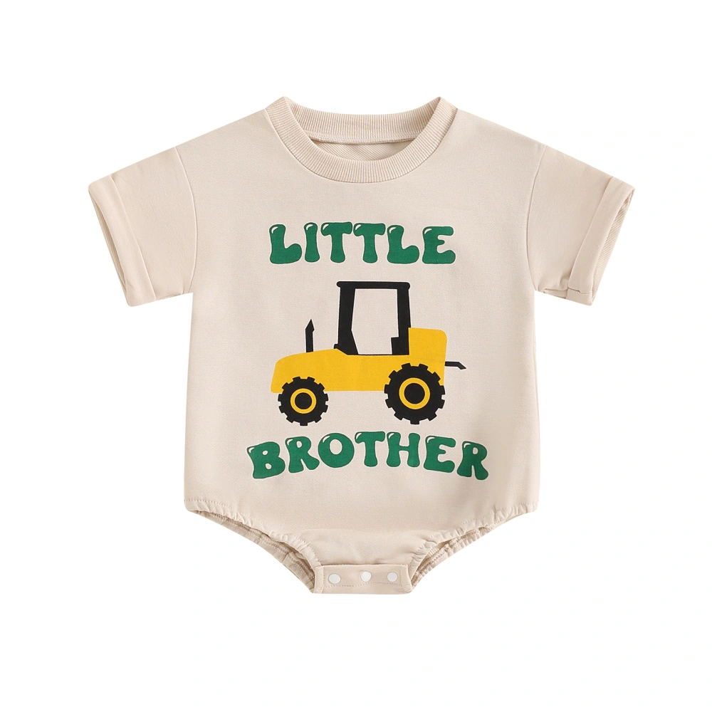 Baby Boy Summer Romper Short Sleeve Truck Letter Print Bodysuit