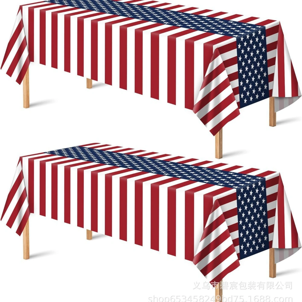 4th of July Tablecloth American Flag Waterproof Disposable Table Cover