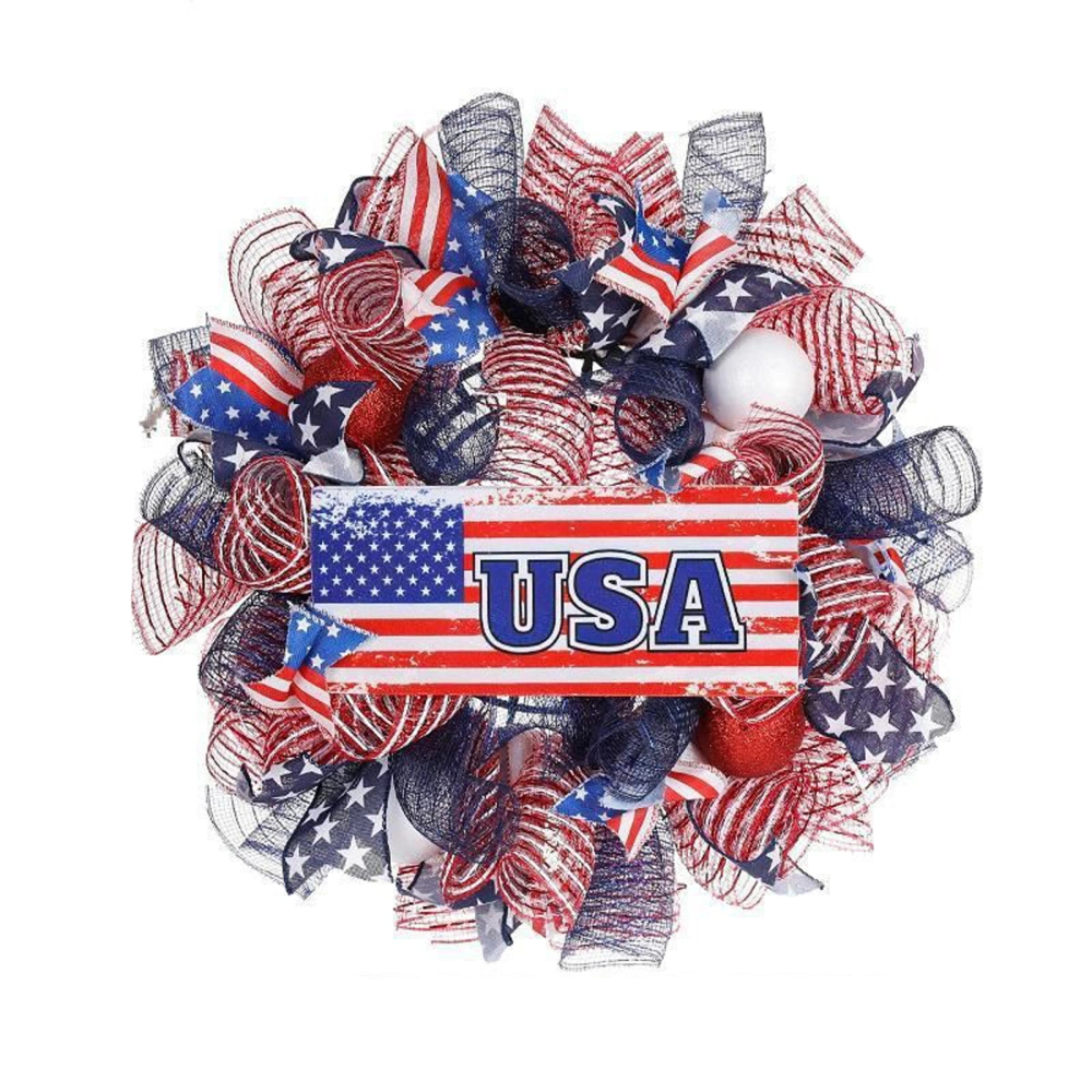 Independence Day Wreath Holiday Decor Outdoor Garland Patriotic Wreath