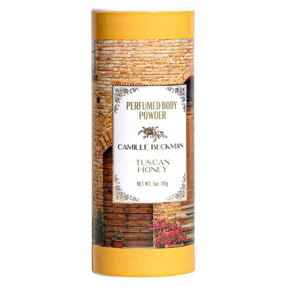 Tuscan Honey Scented Talc-Free Body Powder, Perfumed Dusting Powder, Camille Beckman, 3 Ounce