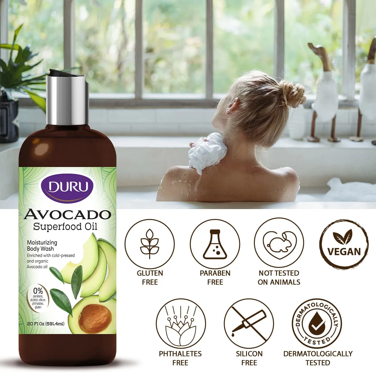Duru Superfood Oils Avocado Body Wash - Best Gentle Cleansing Bodywash Moisturizing Body Wash Sensitive Skin Body Wash Shower Gel Body Wash for Women and Men Plant Based Skin Care Products - 2 Pack
