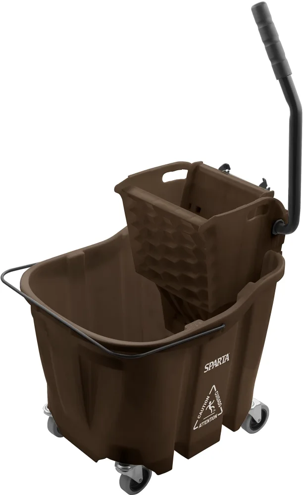 Carlisle FoodService Products Omnifit Mop Bucket with Side Press Wringer for Floor Cleaning, Kitchens, Restaurants, Office, And Janitorial Use, Polypropylene (Pp), 35 Quarts, Brown