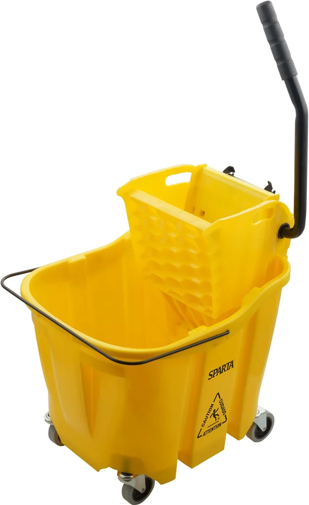 Carlisle FoodService Products Omnifit Mop Bucket with Wringer for Floor Cleaning, Restaurants, Office, And Janitorial Use, Polypropylene, 35 Quarts, Yellow