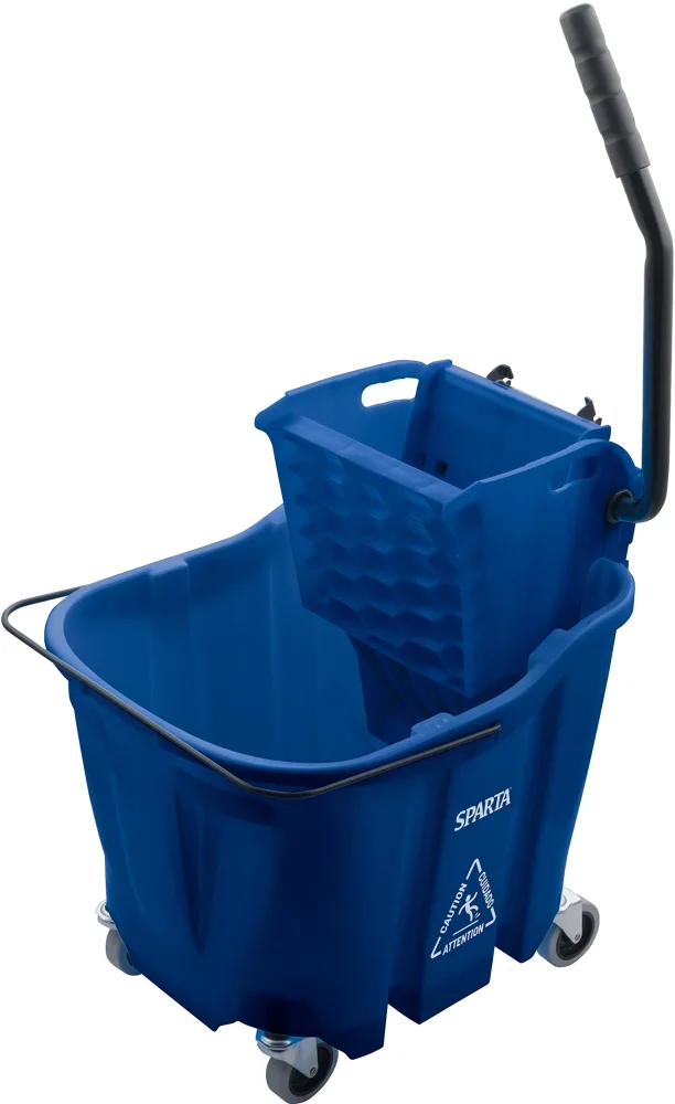 Carlisle FoodService Products Omnifit Mop Bucket with Side Press Wringer for Floor Cleaning, Kitchens, Restaurants, Office, And Janitorial Use, Polypropylene (Pp), 35 Quarts, Blue