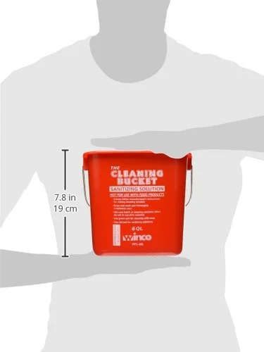 Winco Cleaning Bucket, 6-Quart, Red Sanitizing Solution