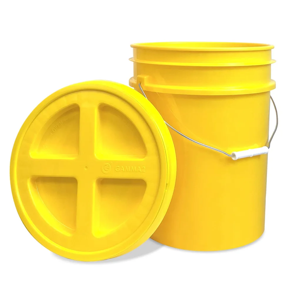 ePackageSupply, 5 Gallon Bucket with Gamma Seal Screw on Airtight Lid, Set of 3, Food Grade Storage, Premium HPDE Plastic, BPA Free, Durable 90 Mil All Purpose Pail, Color: Yellow, Made in USA