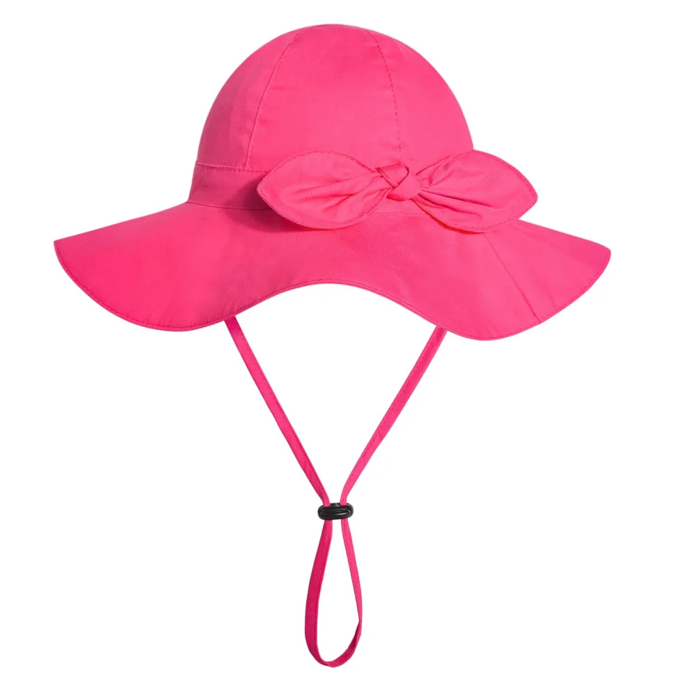 Baby Girl Sun Hat with UPF 50+ Outdoor Adjustable Beach Hat with Wide Brim Bucket Hats