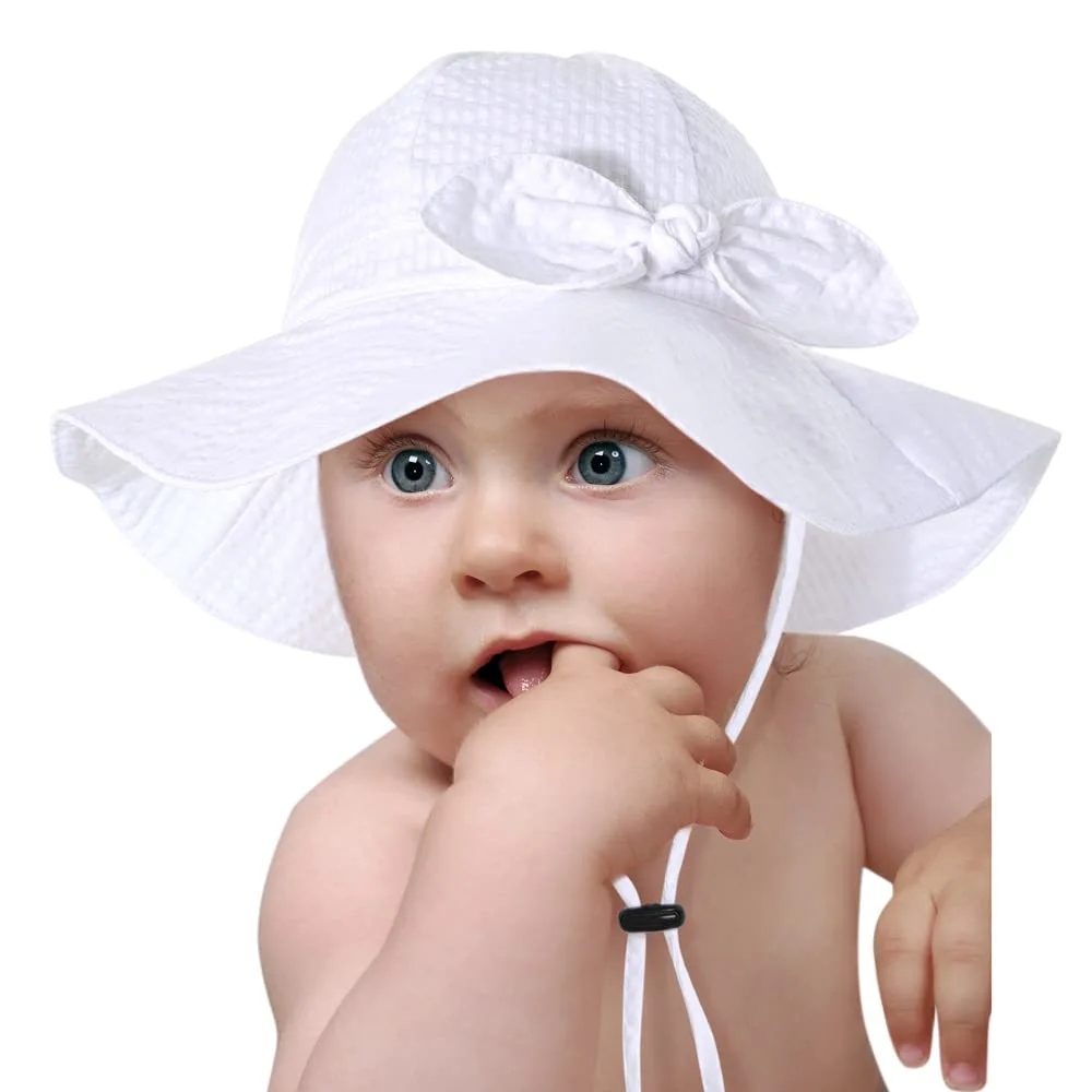 Baby Girl Sun Hat with UPF 50+ Outdoor Adjustable Beach Hat with Wide Brim Bucket Hats