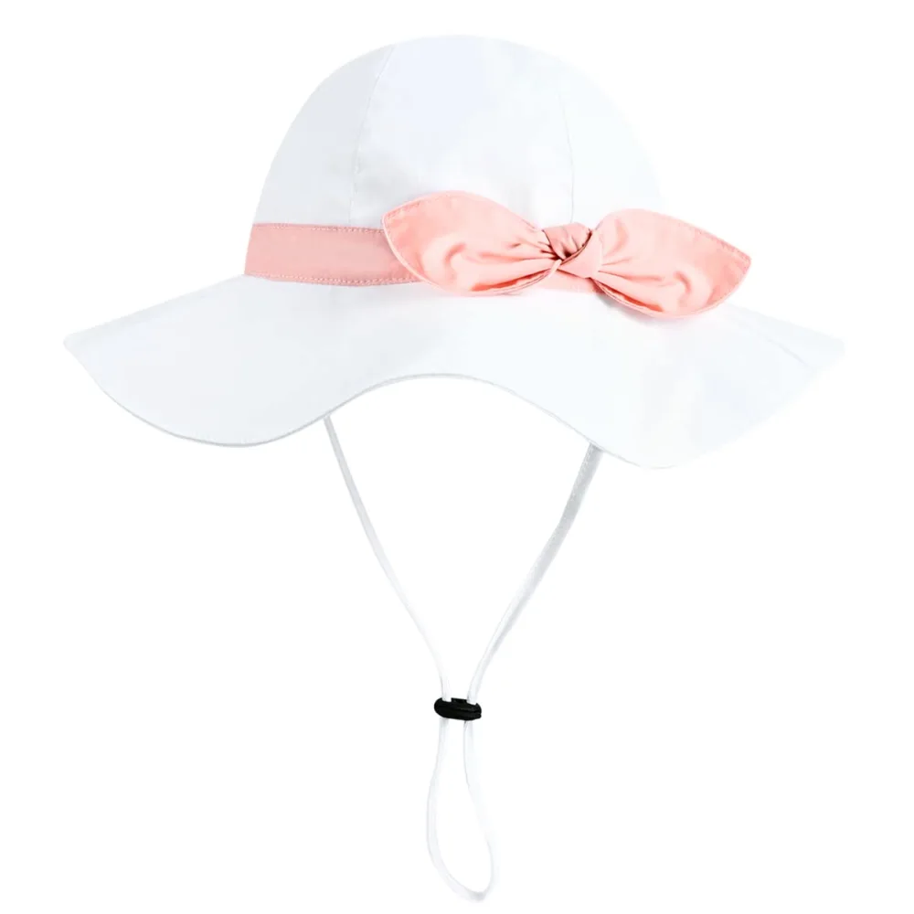 Baby Girl Sun Hat with UPF 50+ Outdoor Adjustable Beach Hat with Wide Brim Bucket Hats